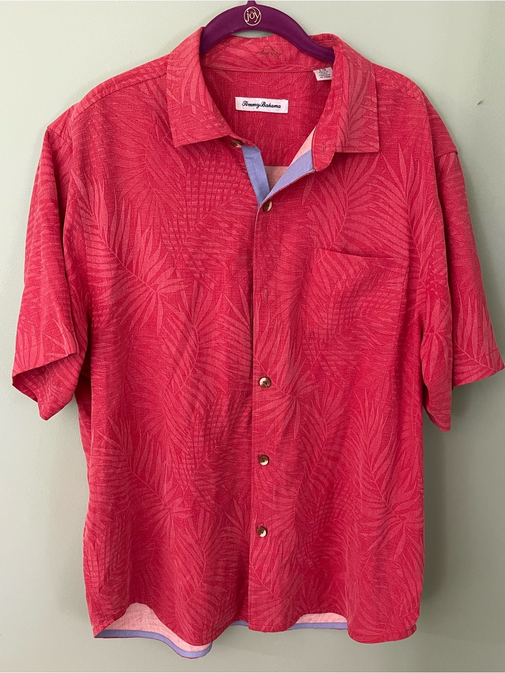 Tommy Bahama sz lge  Red and White Silk  Hawaiian Aloha Shirt